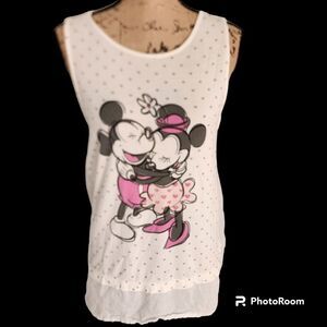 Disney Parks Authentic Original Tank Top Womns SZ L Retro Polka Dot Kidcore Love